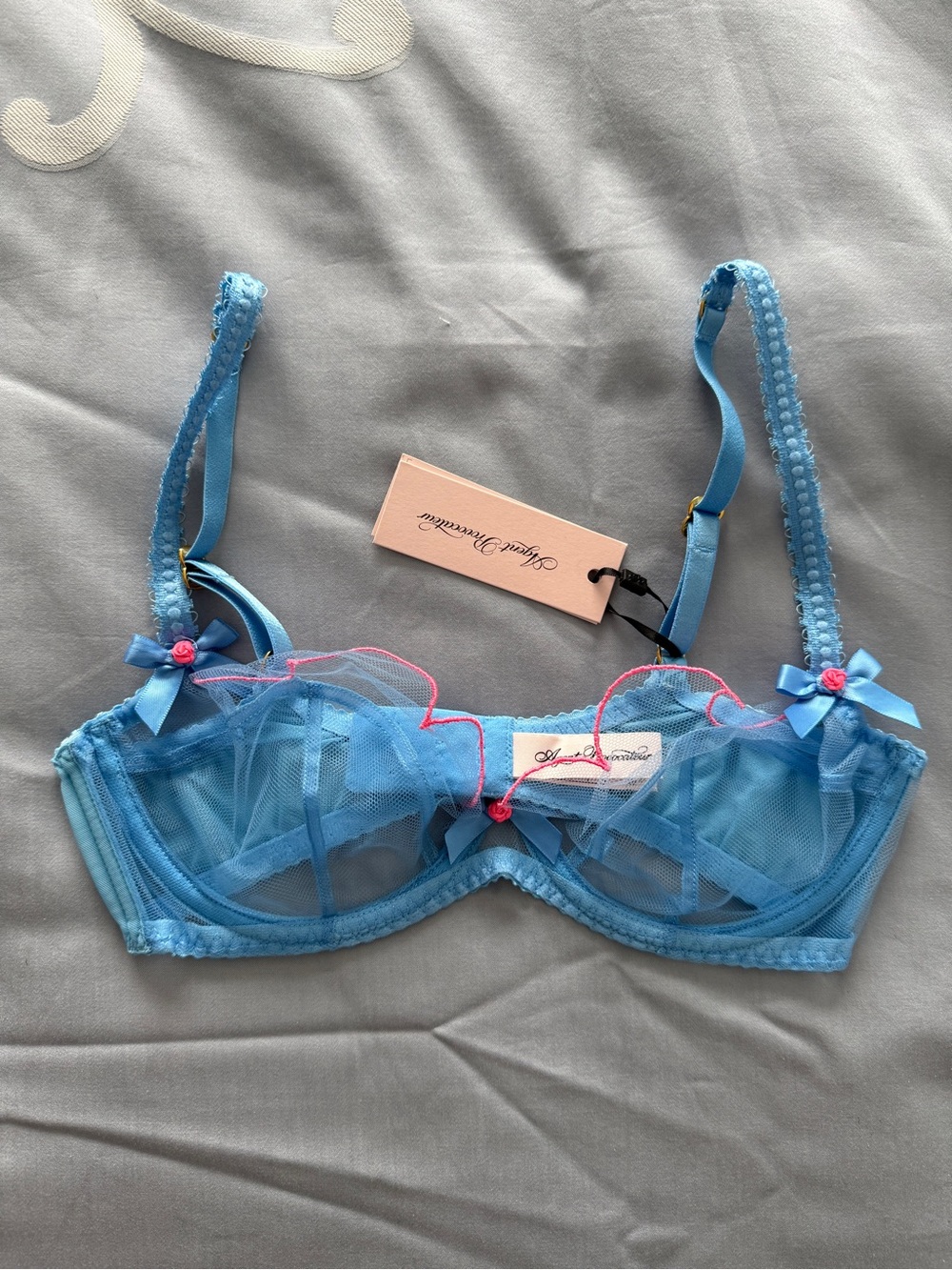 NWT Agent Provocateur Lorna bra blue/pink 32C